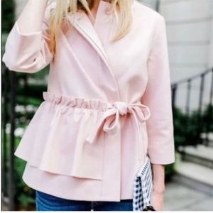 Halogen size XS pink jacket with ruffle and tie.